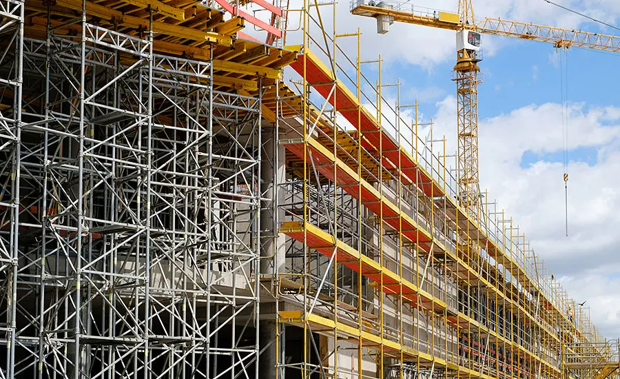 Scaffolding and formwork at a construction site